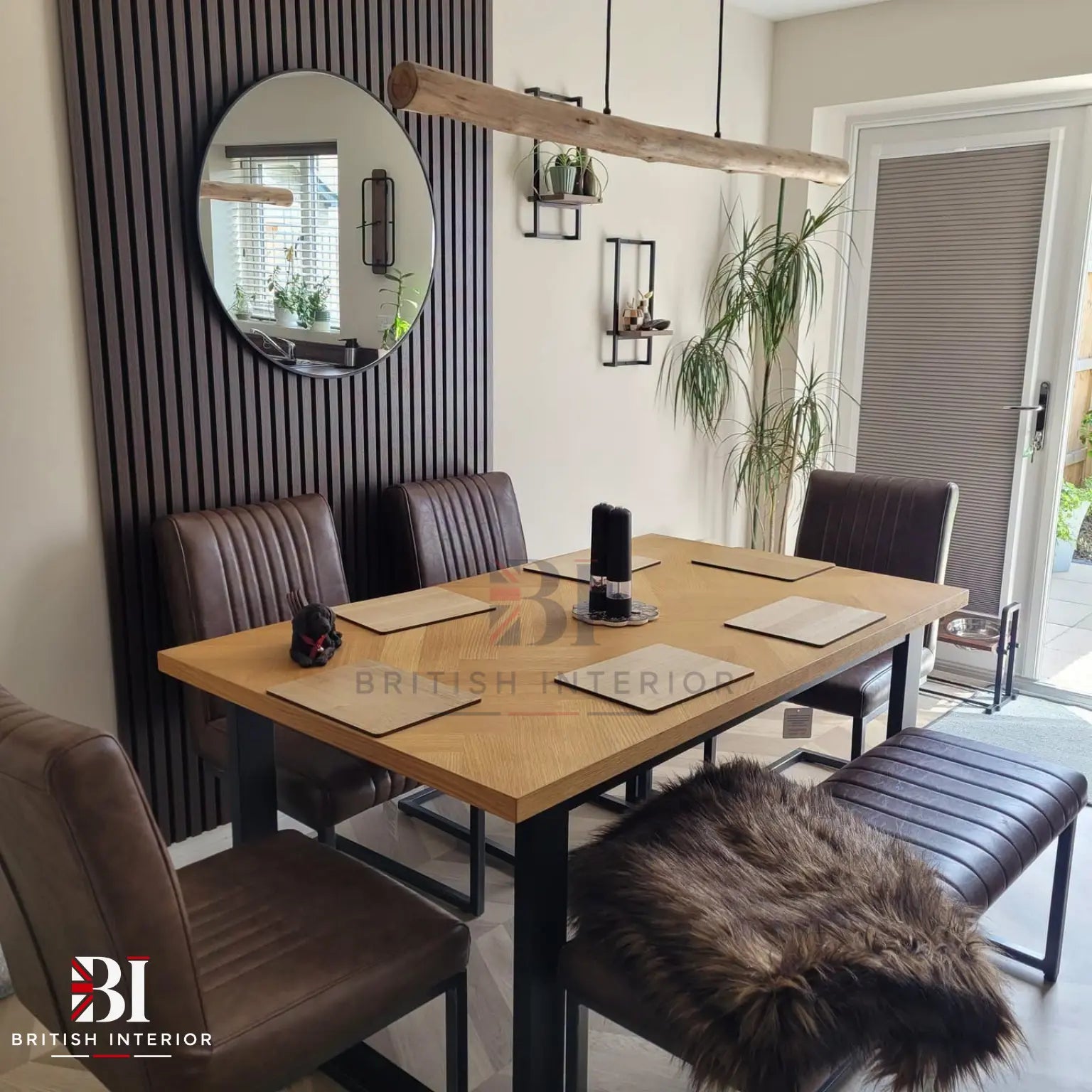 Smoked Oak slatted wall panelling for a contemporary interior