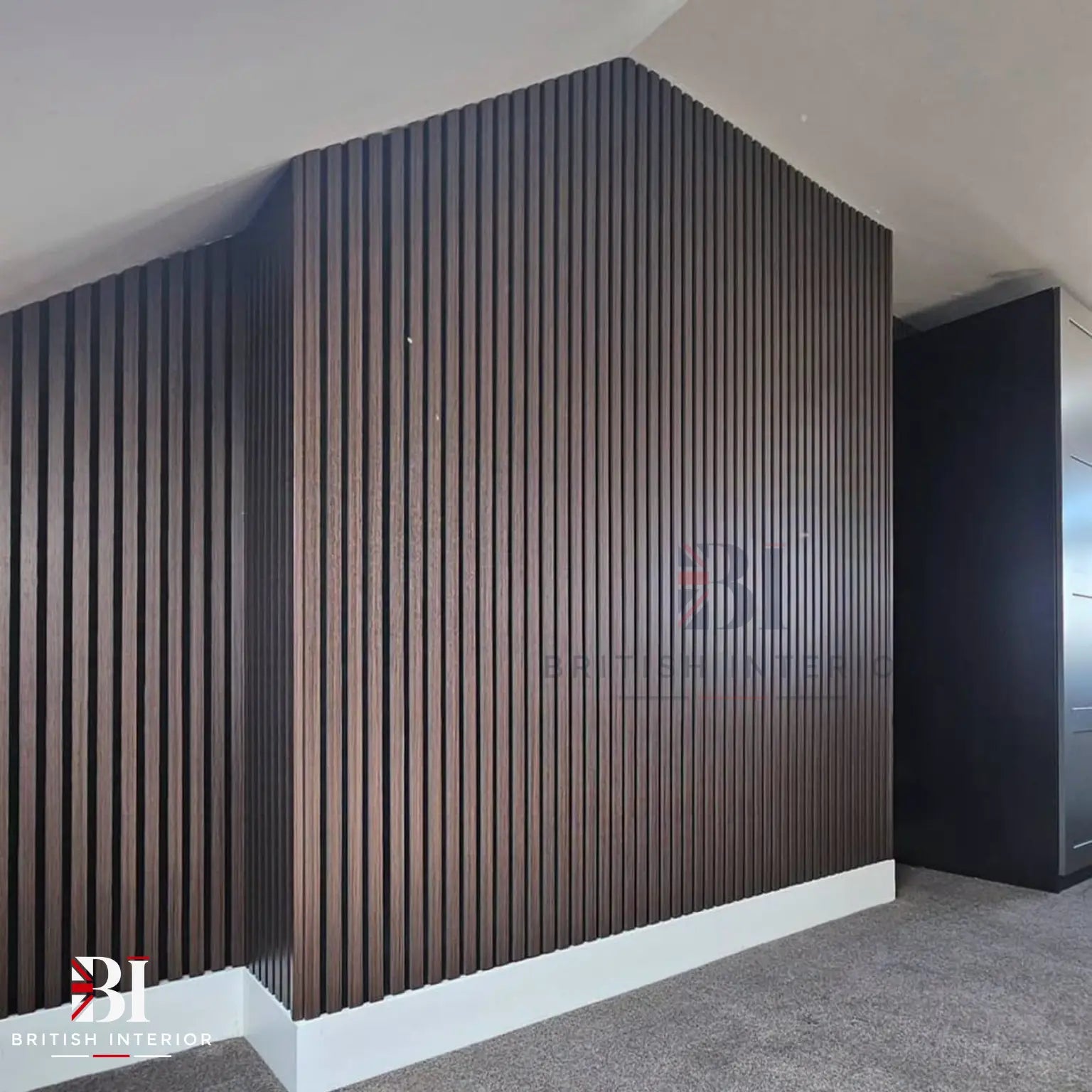 Smoked Oak slatted wall panel detail