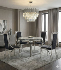 Sofia grey marble dining table with Windsor chairs luxury dining set for elegant London apartments, perfect for modern dining rooms and entertaining guests.