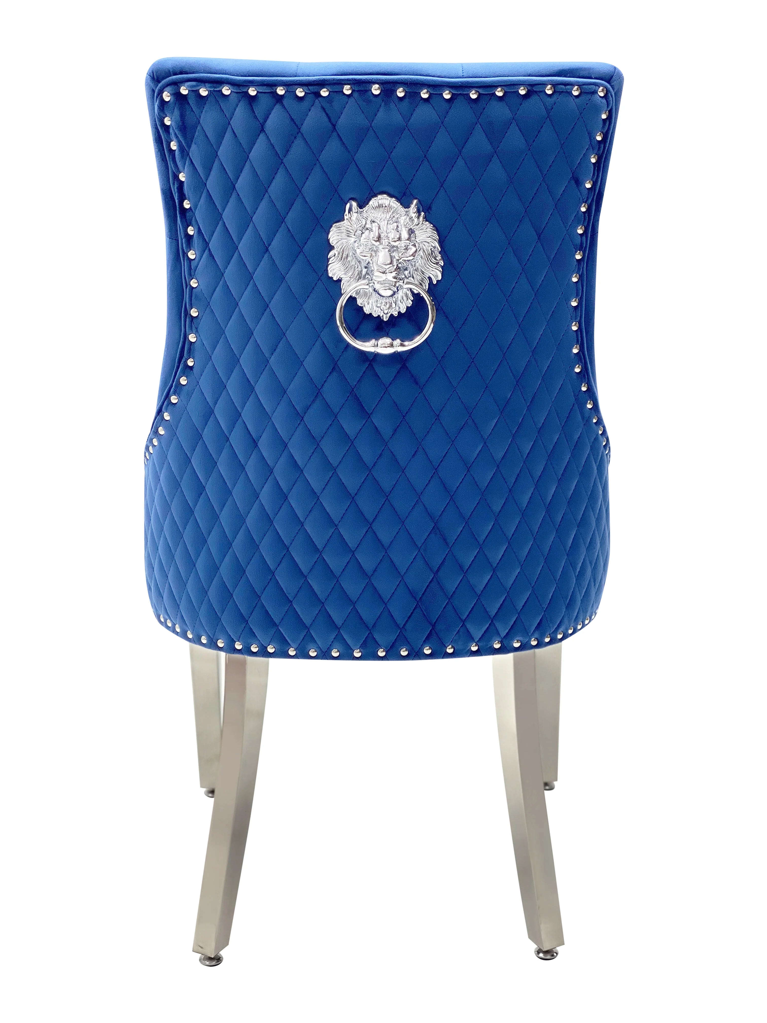 Majestic blue Lion Knocker dining chair