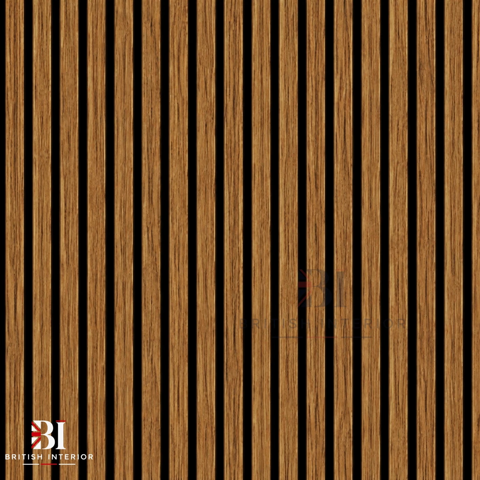 Teak Oak slatted wall panel detail