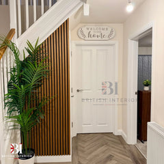 Teak Oak wall panel in a contemporary interior