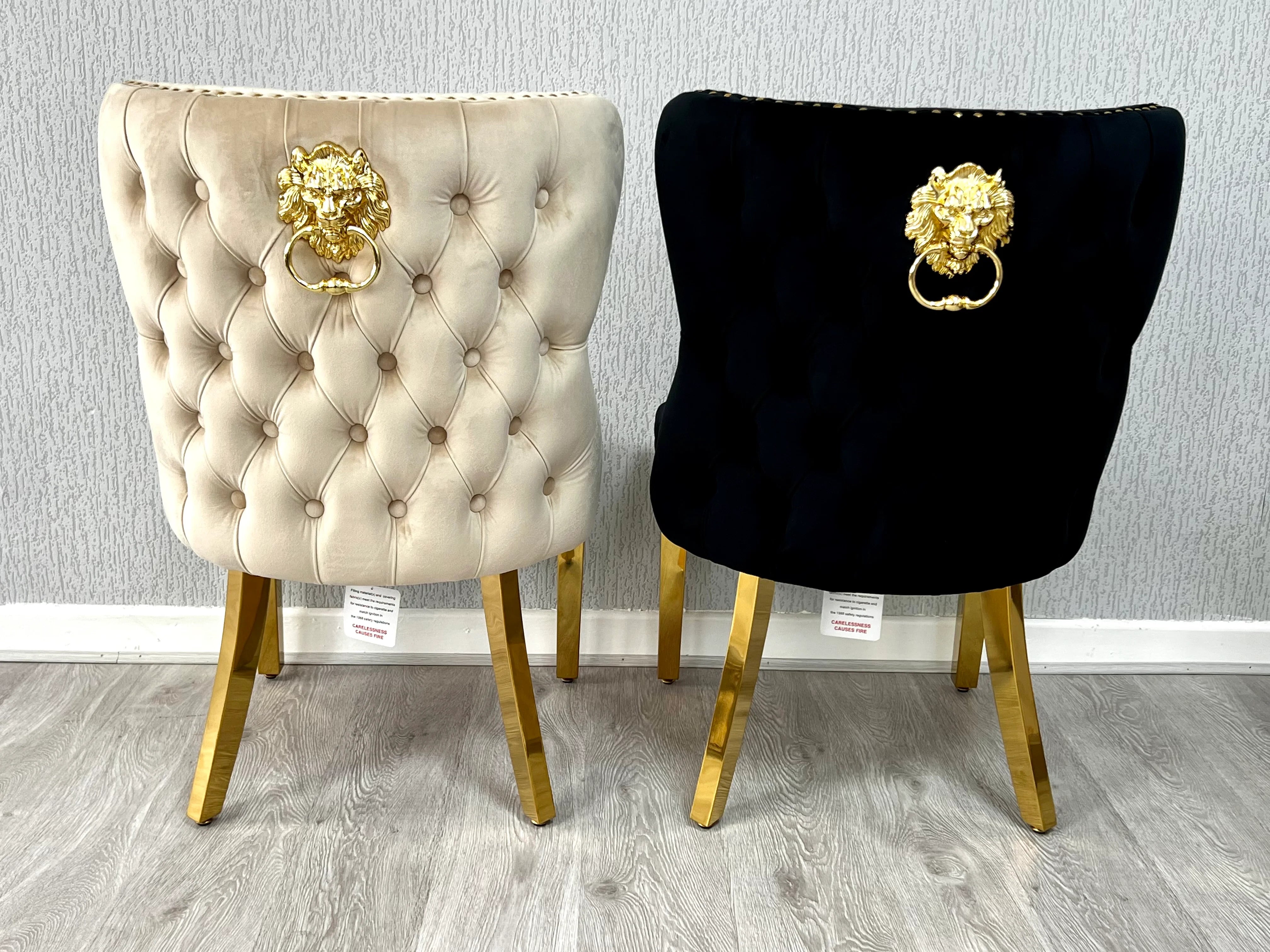 Valentino Gold Chairs around a spacious 160cm dining table, ideal for family meals and everyday dining