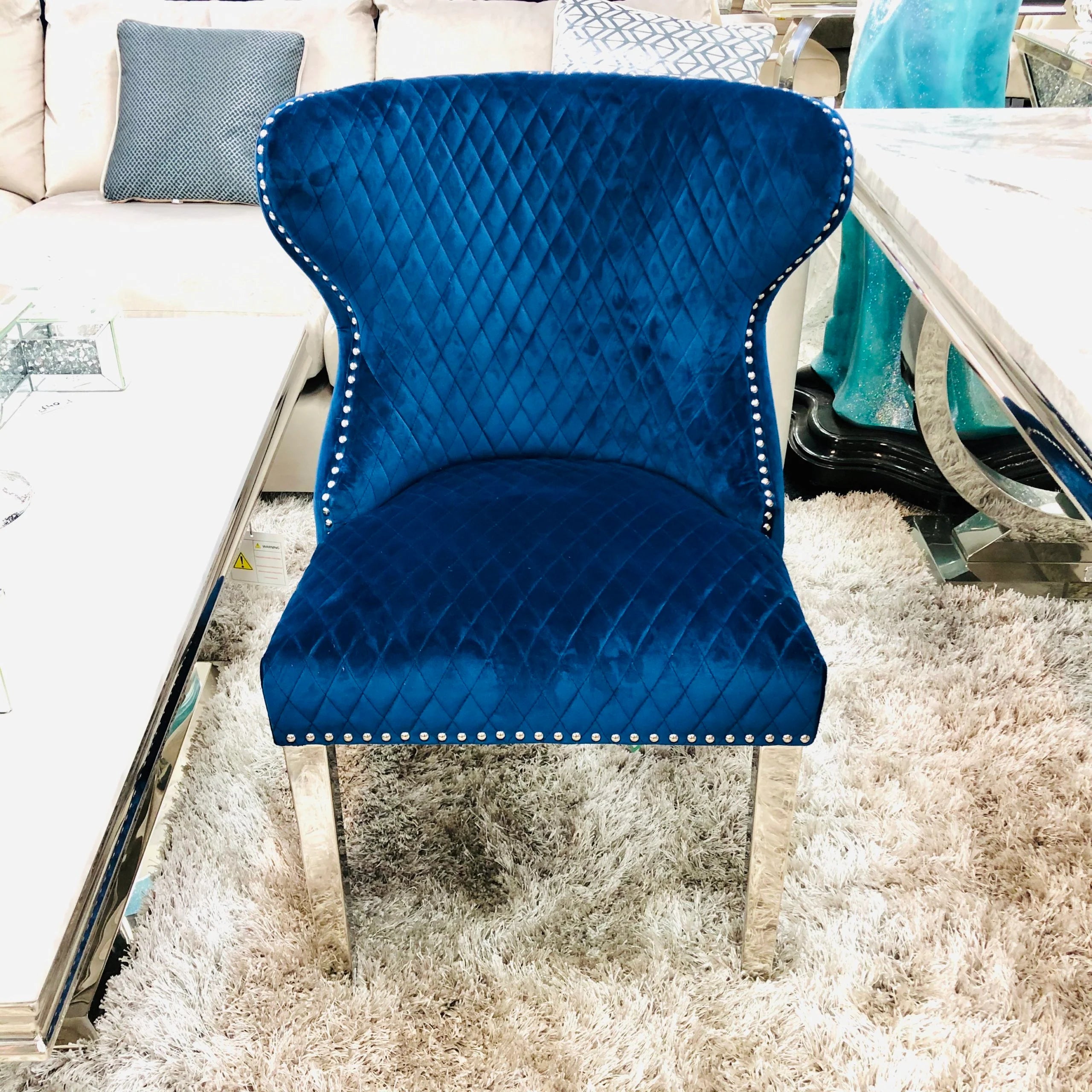 Plush Valentino navy dining chairs for open-plan kitchens and stylish entertaining spaces