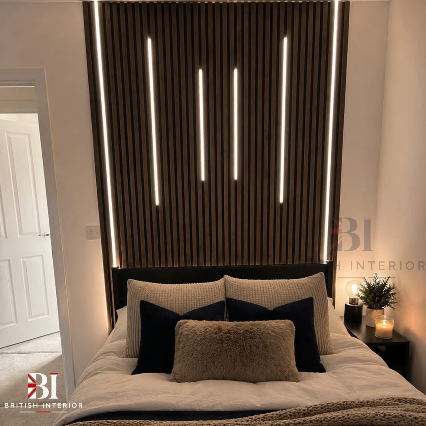 Wall panel LED lighting kit with six LED strips
