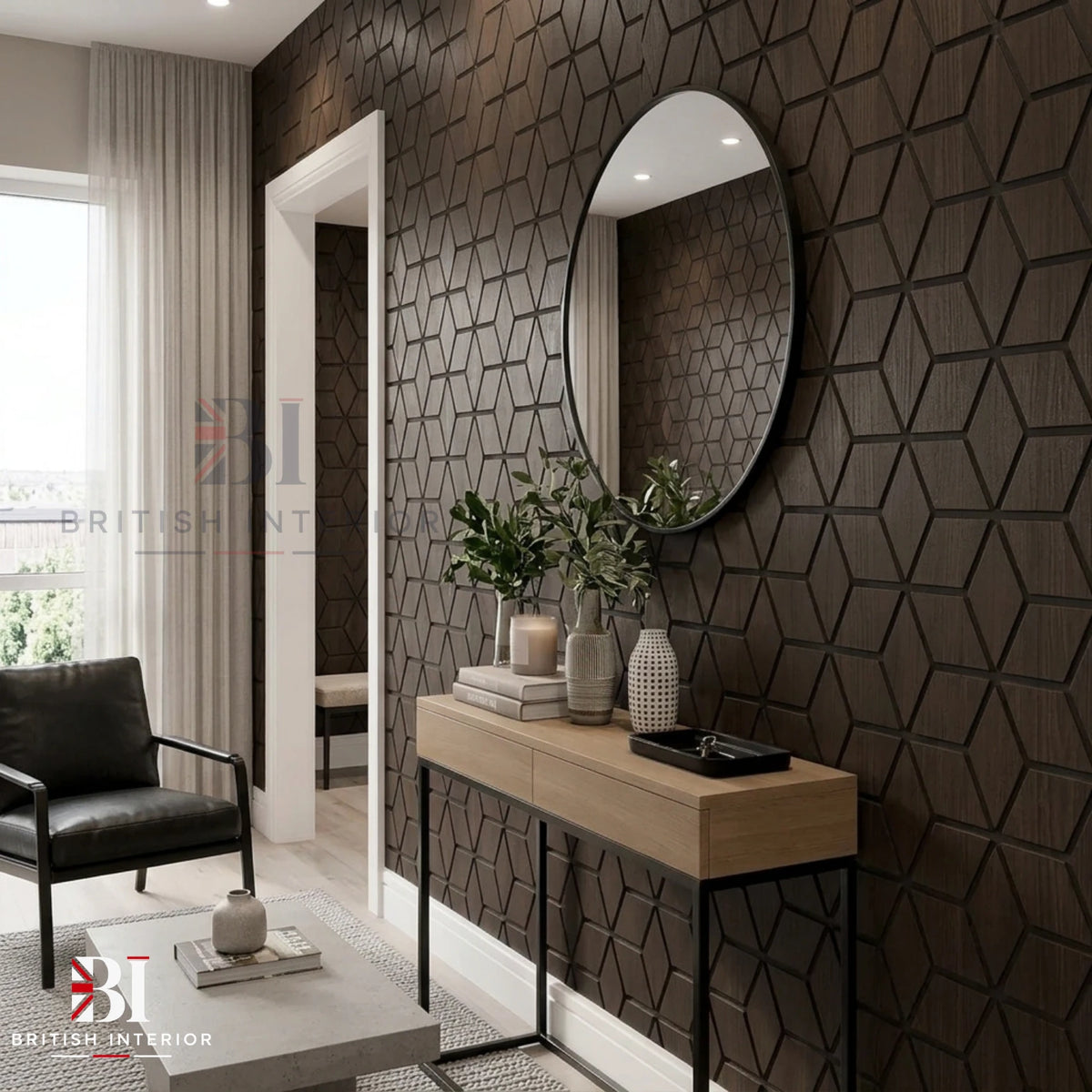 Walnut Blocks acoustic wall panel 240cm