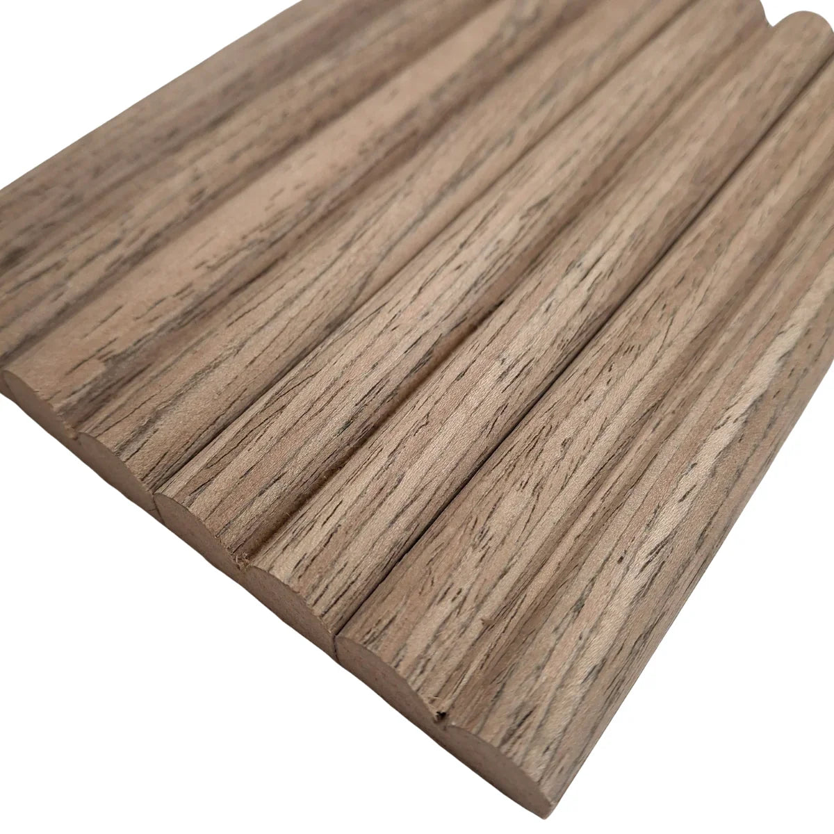 Close-up of Walnut Reed real wood veneer wall panel