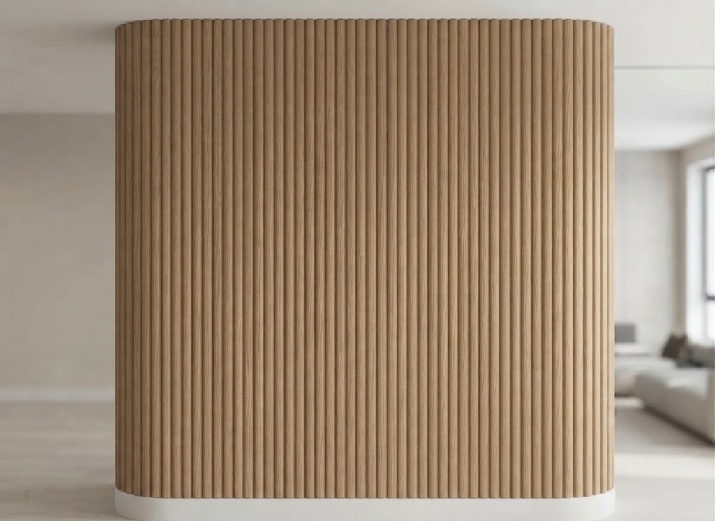 Walnut Reed wall panels in a commercial interior