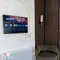 Walnut slat wall panel measuring 280 cm in height