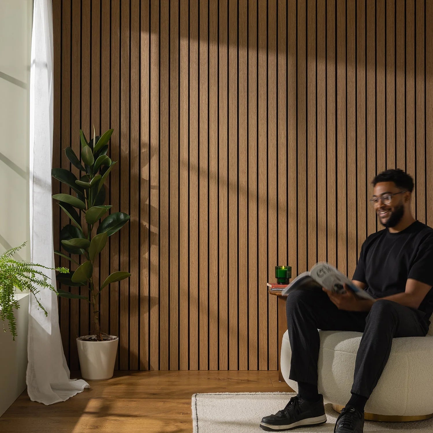 Walnut wide slat wall panel wood veneer texture