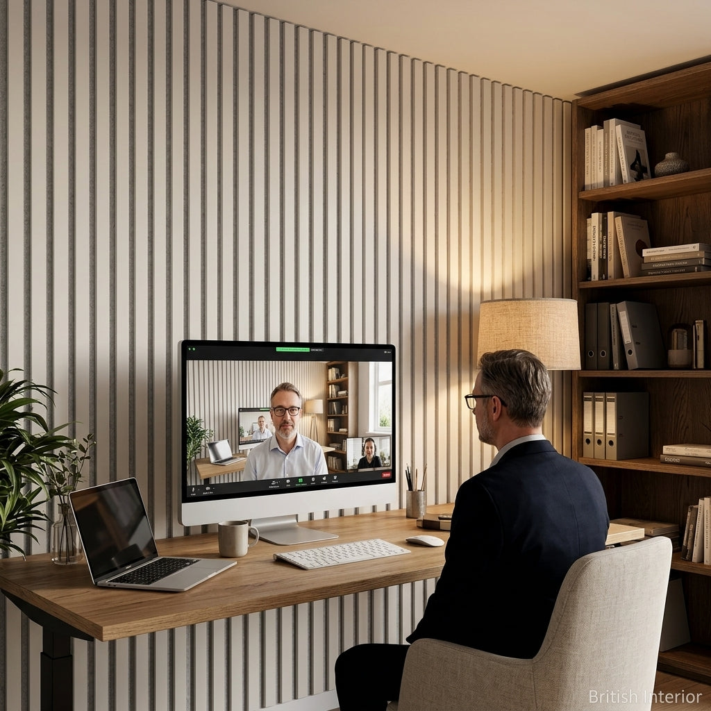 White acoustic slat wall panel for a modern office