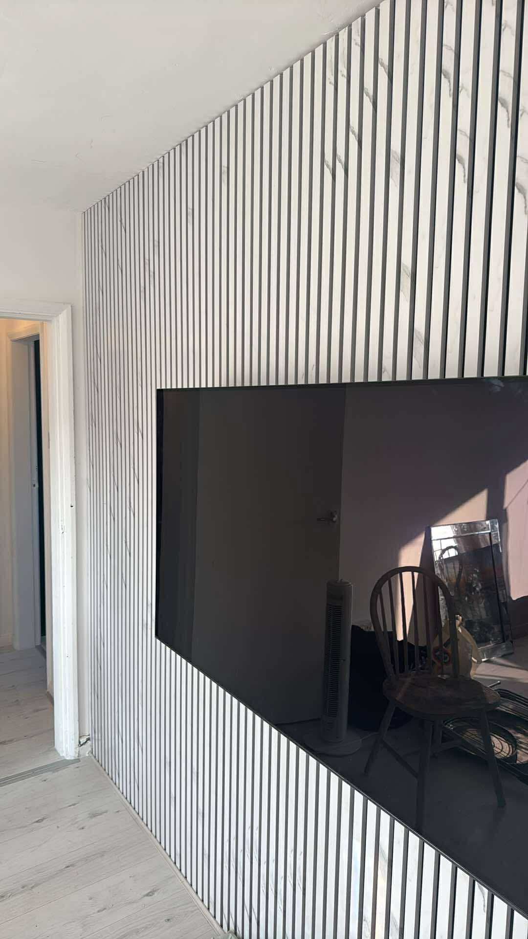 White Marble Grey Effect acoustic panels installed on a wall