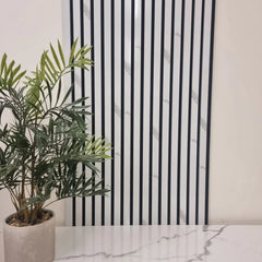 White Marble Grey Effect acoustic slatted wall panel