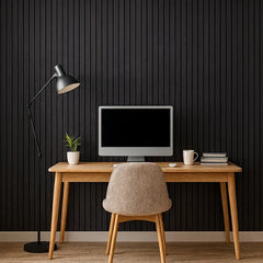 Wide slat Black Oak acoustic wall panels 30x240cm