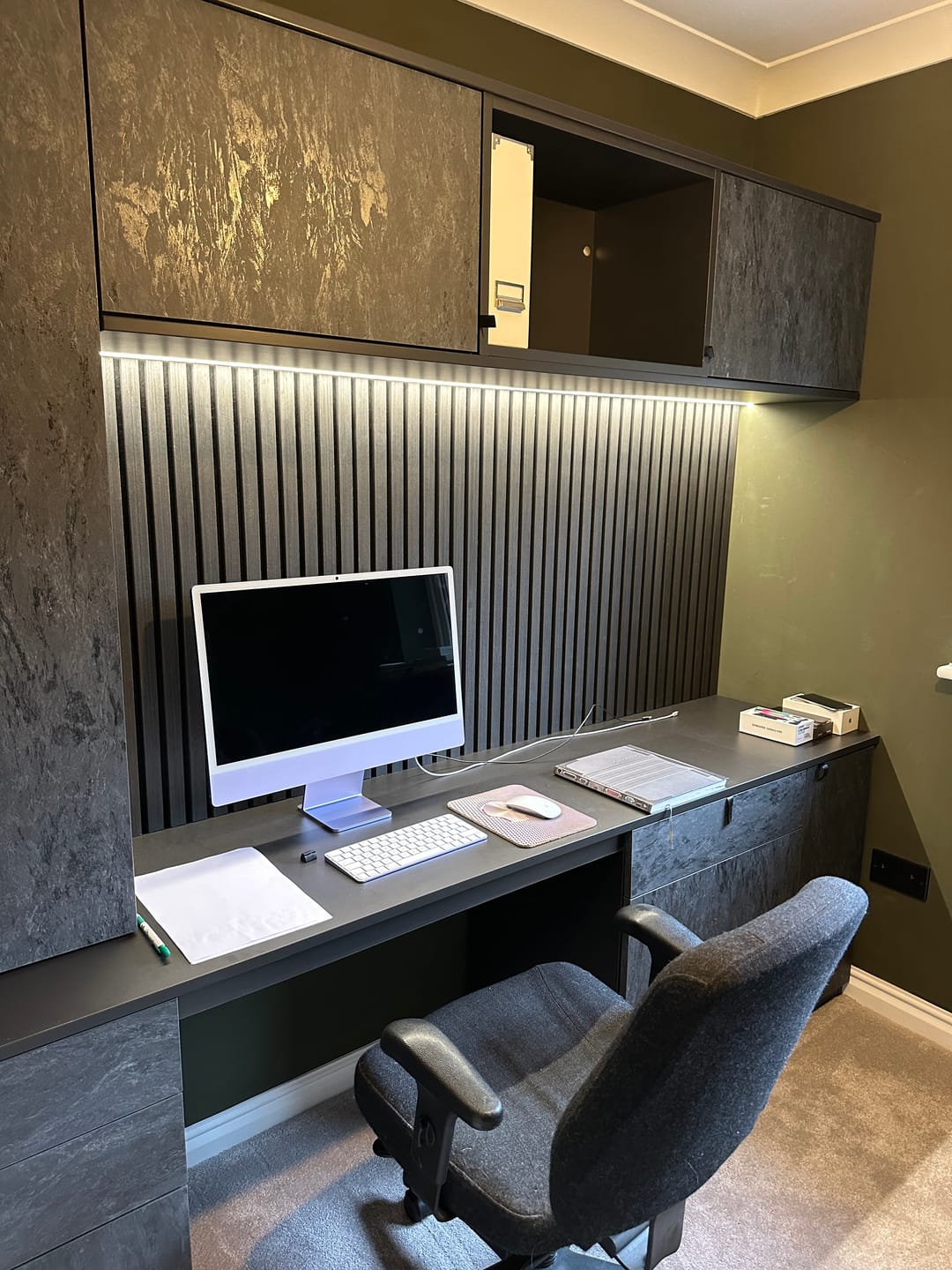 Wide Slat Grey Oak acoustic wall panels UK