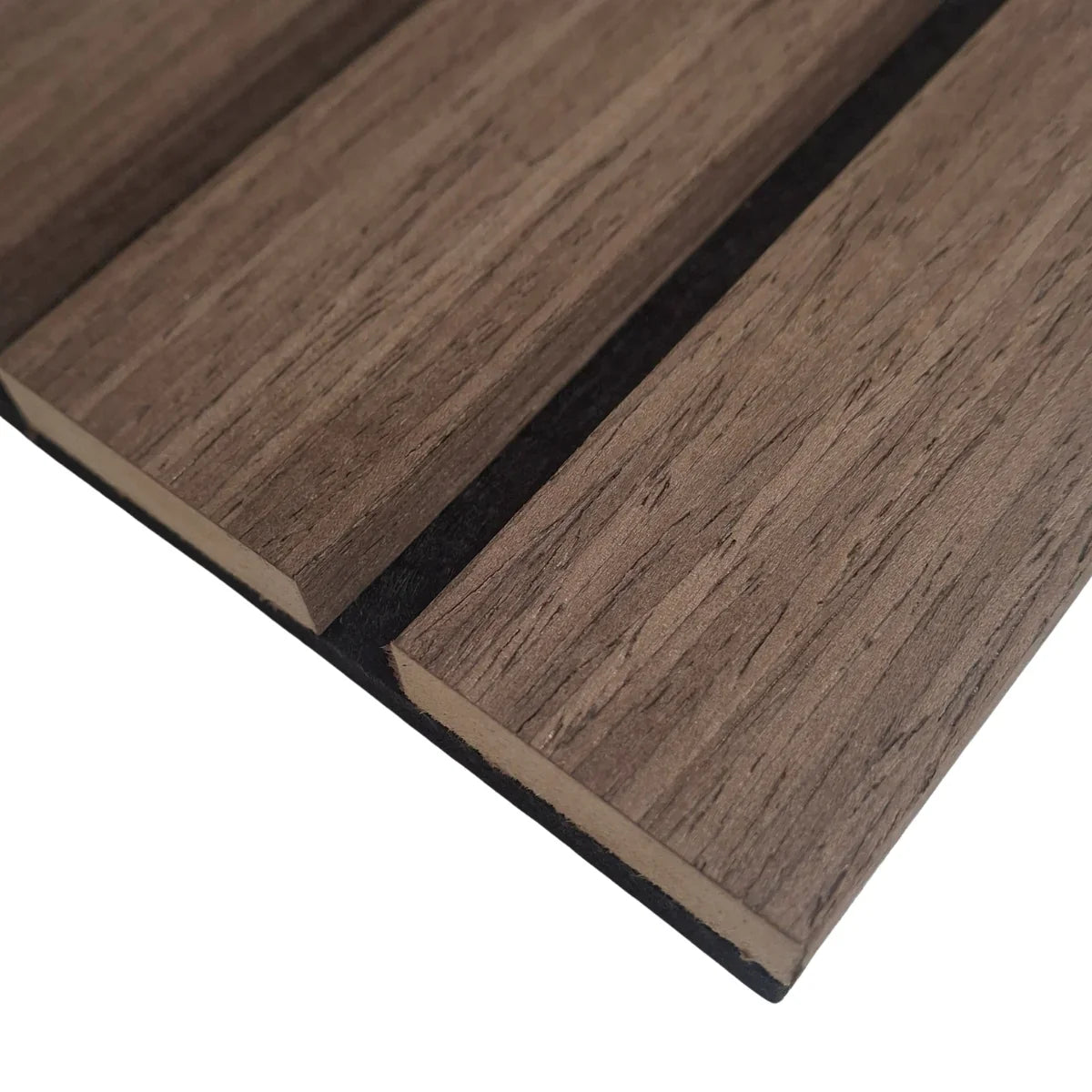 Close-up of Wide Slat Smoked Oak wall panel