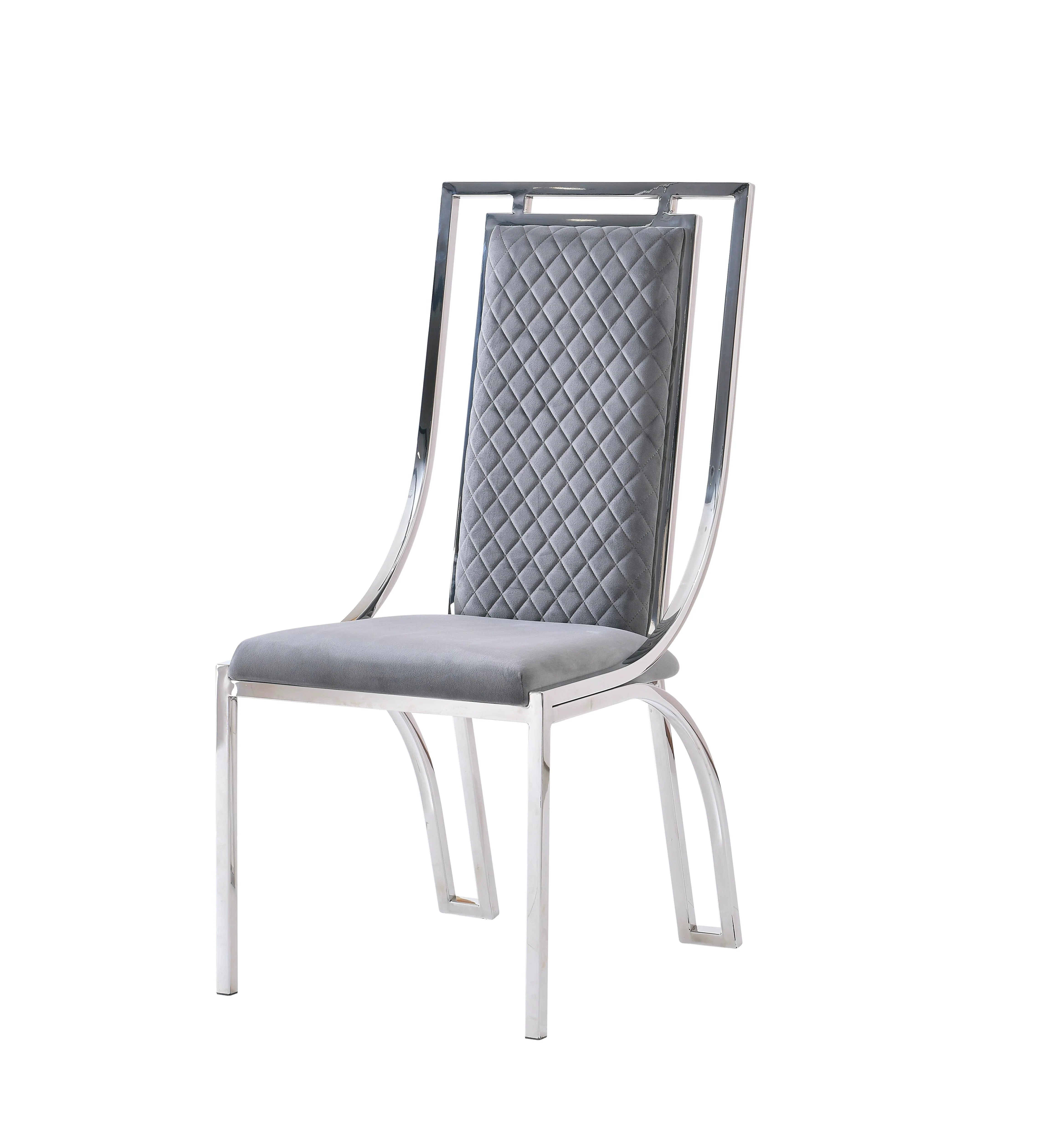 Windsor Grey plush dining chairs paired with a polished grey marble table for comfortable family dining