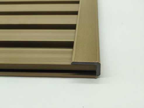Composite WPC wall panel end trim for outdoor cladding